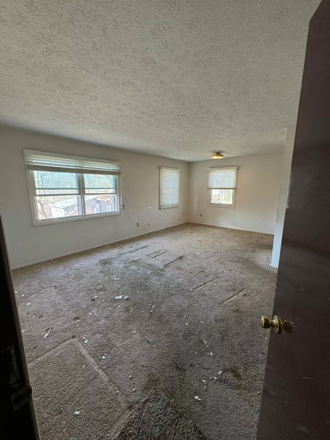 The same living room after the clean-out — completely emptied