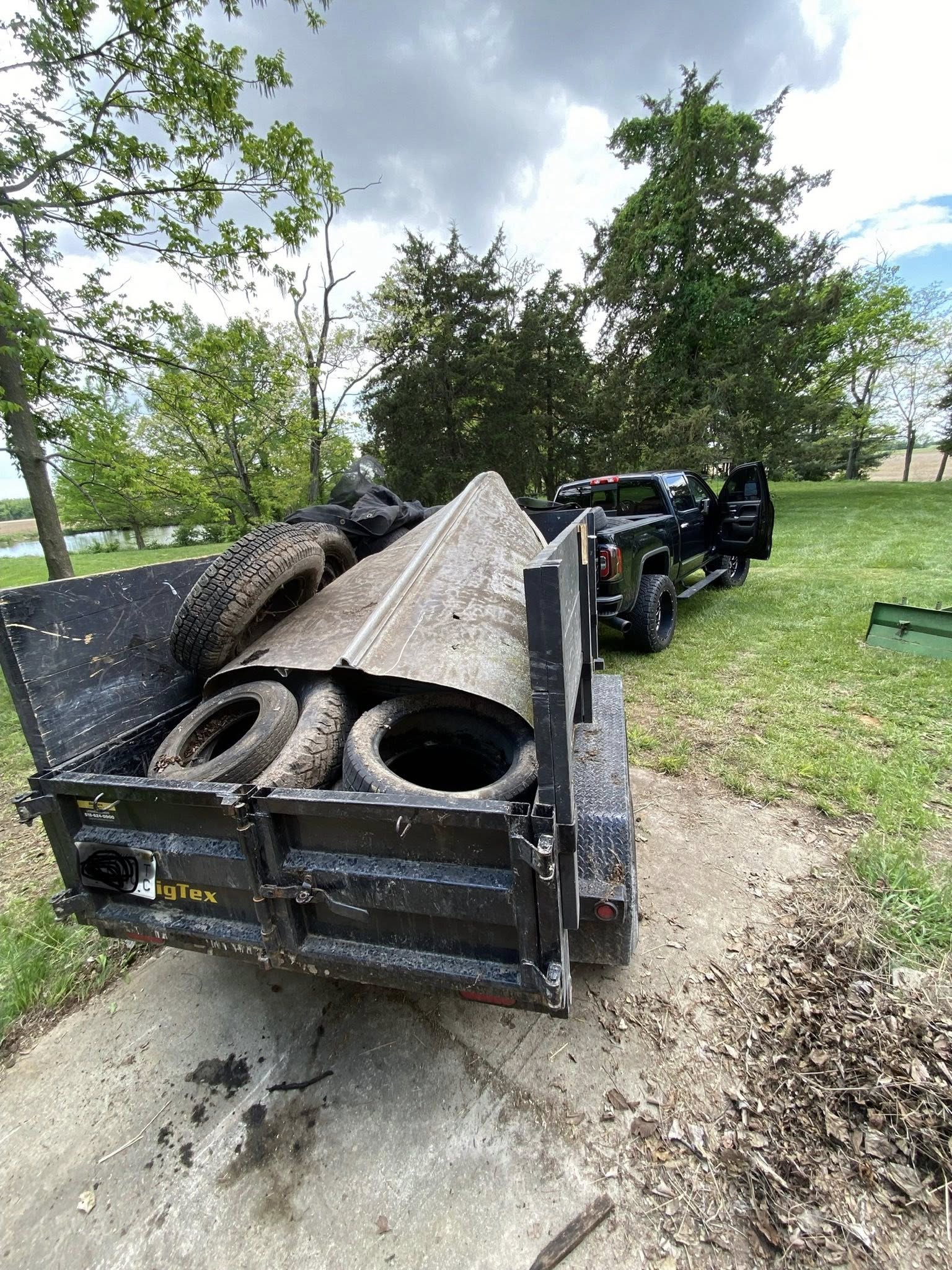 Trailer loaded with the day's haul